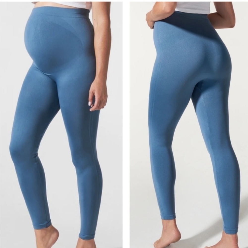 BLANQI Everyday Maternity Belly Support Leggings In Oil Blue Size Large Stretchy